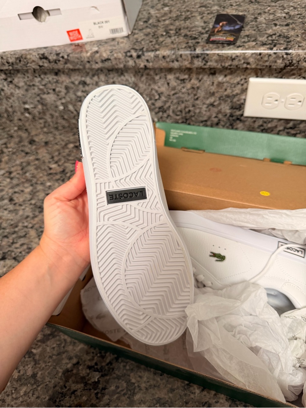 Lacoste Women’s White Low-Top Leather Sneakers with Green Croc - Picture 3 of 5